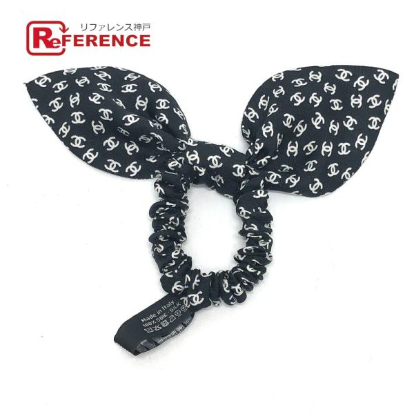 未使用 CHANEL シャネル ヘアアクセサリー 23P リボン ココマーク シュシュ ブラック レ...