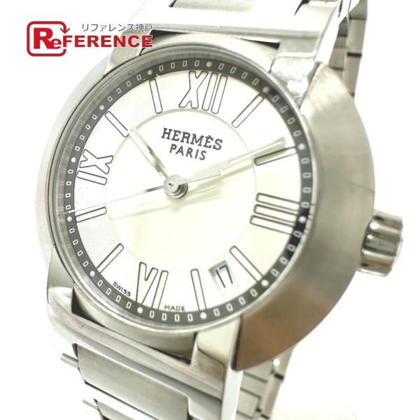 HERMES エルメス NO1.210 ノマード  オートクォーツ デイト 腕時計 シルバー レディ...