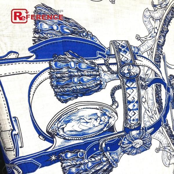 HERMES エルメス カレ ジェアン 140 ストール  ショール グレー/ブルー レディース【中...