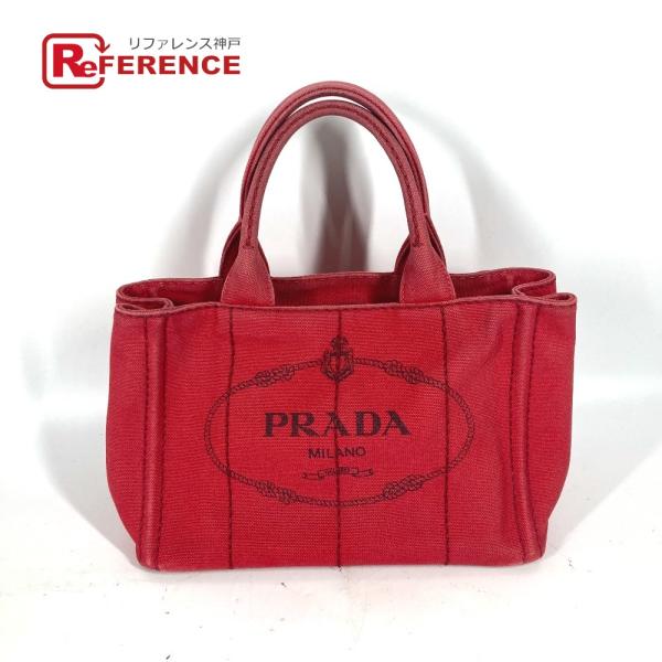 PRADA プラダ ロゴ カナパ SS MINI ミニ カバン トートバッグ ハンドバッグ レッド ...