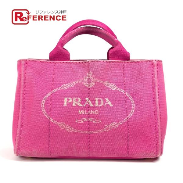 PRADA プラダ カナパ ロゴ カバン トートバッグ ハンドバッグ ピンク レディース【中古】