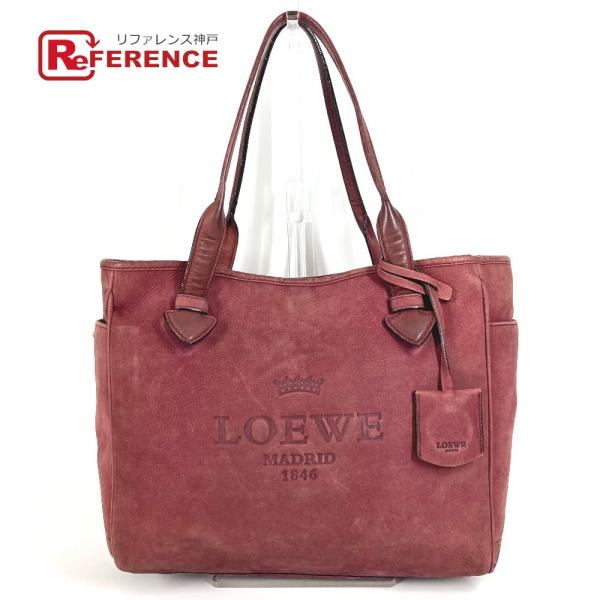 LOEWE ロエベ ロゴ ヘリテージ カバン トートバッグ 肩掛け ショルダーバッグ ボルドー ユニ...