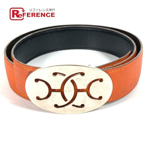 HERMES エルメス ダブルH ロゴ バックル ボトムス用ベルト アクセサリー ベルト オレンジ ...