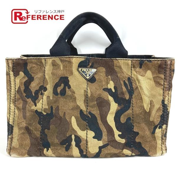 PRADA プラダ カナパ L カナパL カバン トートバッグ 迷彩 カモフラ ハンドバッグ グリー...