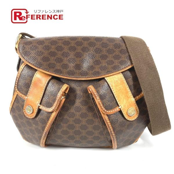 CELINE セリーヌ マカダム ロゴ 斜め掛け カバン フラップ ショルダーバッグ ブラウン ユニ...