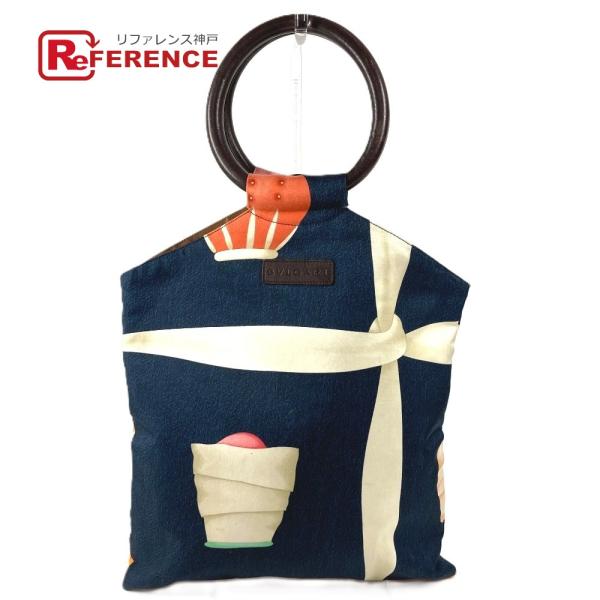 BVLGARI ブルガリ 総柄 ロゴ カバン レザーハンドル ハンドバッグ マルチカラー ユニセック...