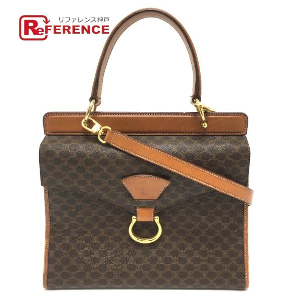 CELINE セリーヌ マカダム ワンハンドル 2WAY ハンドバッグ ショルダーバッグ PVCレザ...