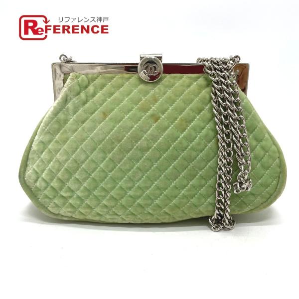 CHANEL シャネル ココマーク がま口 マトラッセ チェーンバッグ ショルダーバッグ ベロア レ...