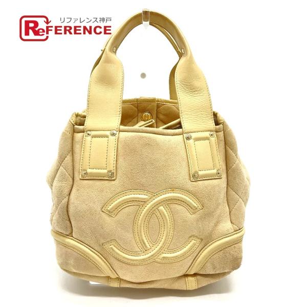 CHANEL シャネル CC ココマーク モコモコ ハンドバッグ ムートン/レザー レディース ベー...