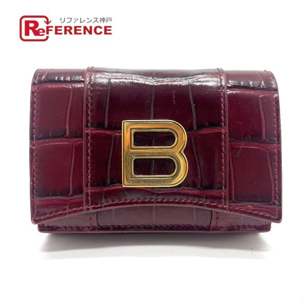 BALENCIAGA バレンシアガ 600212 Bロゴ 型押し コンパクト 3つ折り財布 レザー ...
