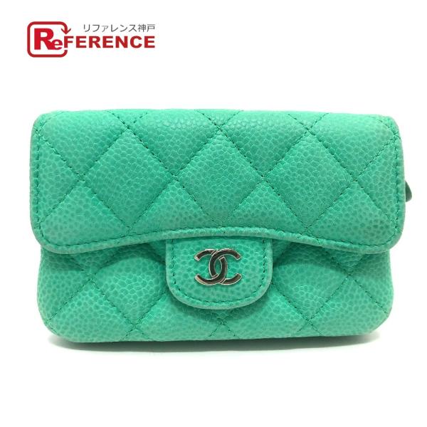 CHANEL シャネル ココマーク CC マトラッセ ウォレット コインケース ソフトキャビアスキン...