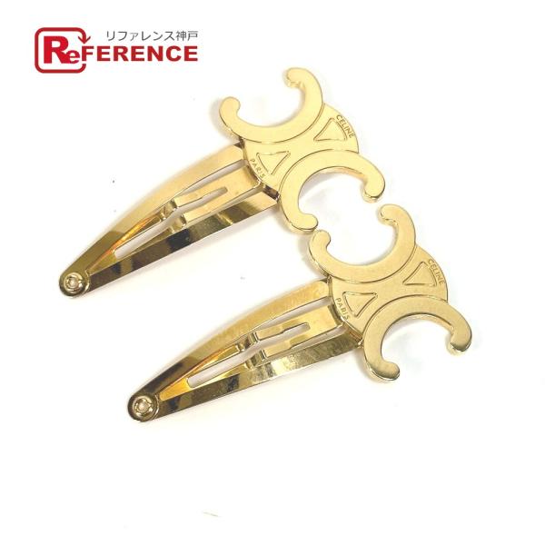 CELINE セリーヌ トリオンフ スナップ ヘアクリップ ヘアアクセサリー ヘアピン GP ゴール...