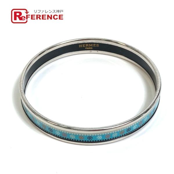 HERMES エルメス エマイユPM アクセサリー バングル 七宝焼き ライトブルー レディース【中...