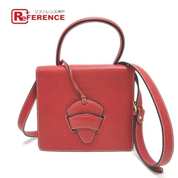LOEWE ロエベ バルセロナ 2WAY ショルダー ハンドバッグ レザー レッド レディース【中古...