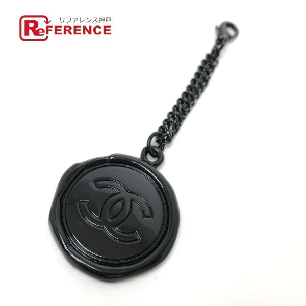 新品同様 CHANEL シャネル CCココマーク チェーン キーホルダー バッグチャーム ブラック ...