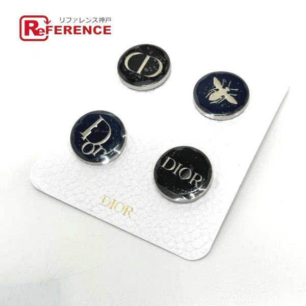未使用 Dior ディオール 4個セット ノベルティ ピンバッジ シルバー レディース【中古】