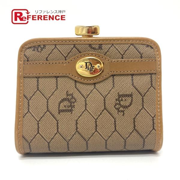 美品 Dior ディオール 総柄 がま口 コインケース ブラウン レディース【中古】