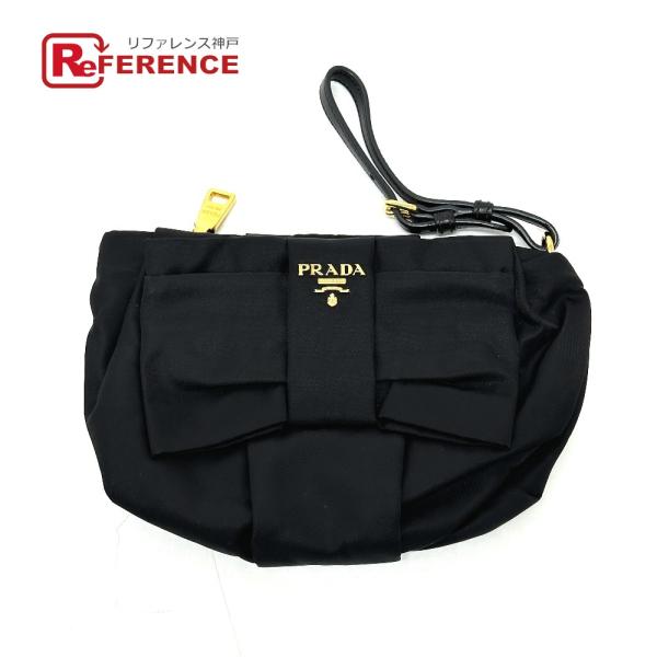 PRADA プラダ 1N1422 ロゴ リボン ストラップ付き ポーチ 小物 マルチポーチ アクセサ...