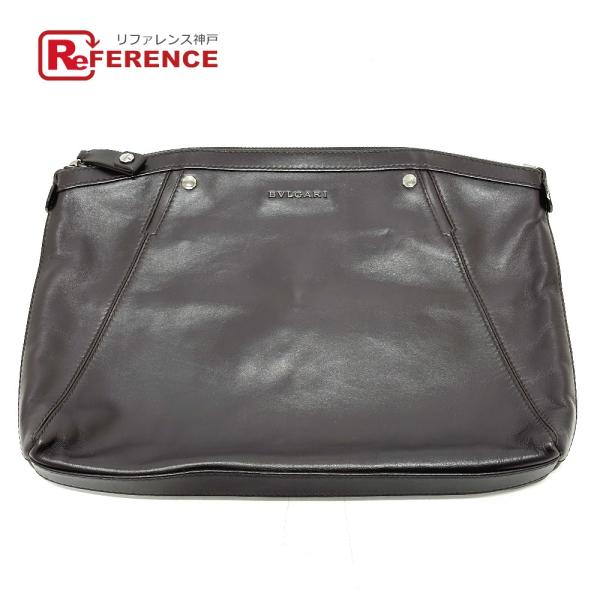 BVLGARI ブルガリ ロゴ カバン セカンドバッグ クラッチバッグ ブラウン メンズ【中古】