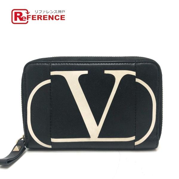 VALENTINO ヴァレンティノ Ｖロゴ 二つ折り財布 ミドルウォレット 小物 2つ折り財布 ブラ...