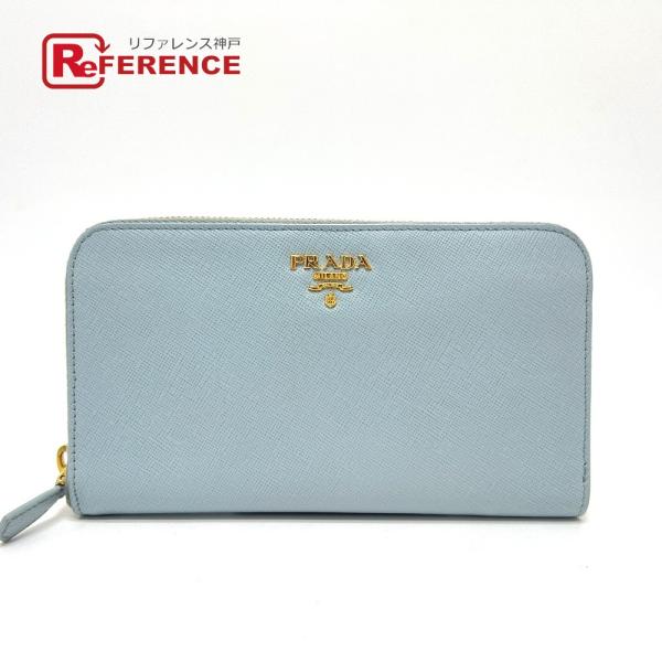 PRADA プラダ 1M0506 ロゴ ラウンドファスナー 長財布 財布 ウォレット 長財布 ブルー...