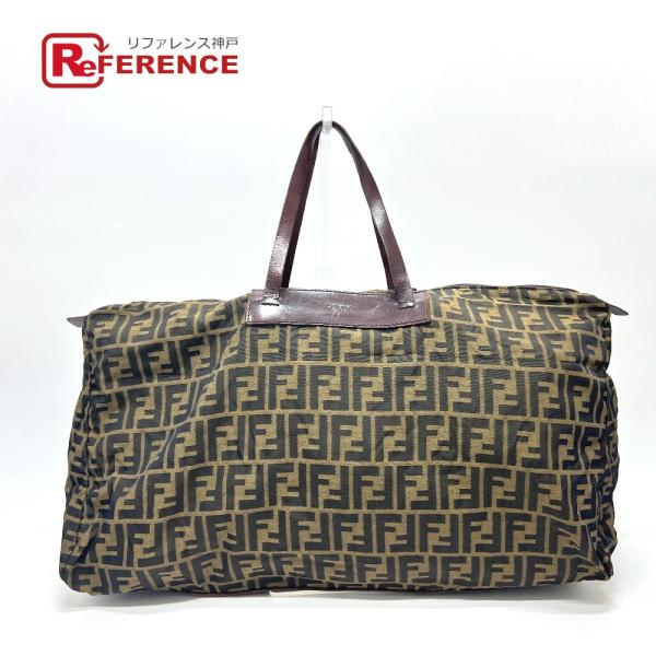 FENDI フェンディ ズッカ柄 折り畳み カバン バッグ  トートバッグ ブラウン レディース【中...