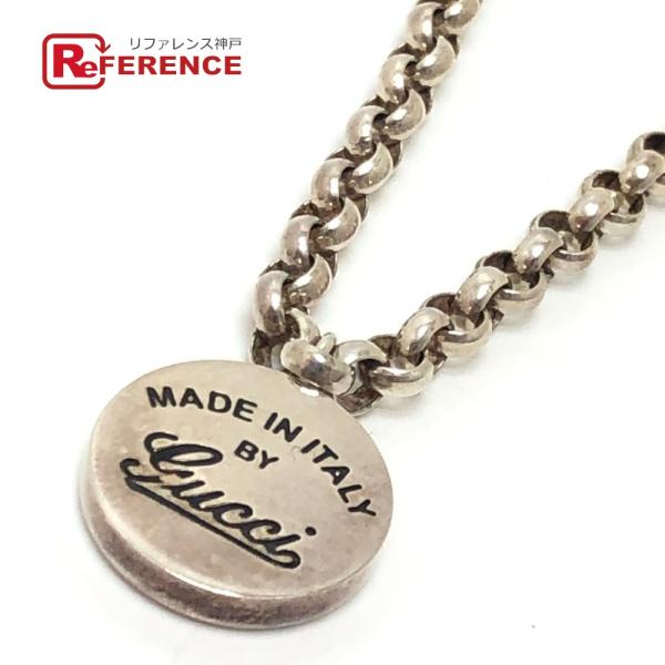 GUCCI グッチ サークル ロゴ アクセサリー ペンダント 筆記体 チェーン ネックレス シルバー...