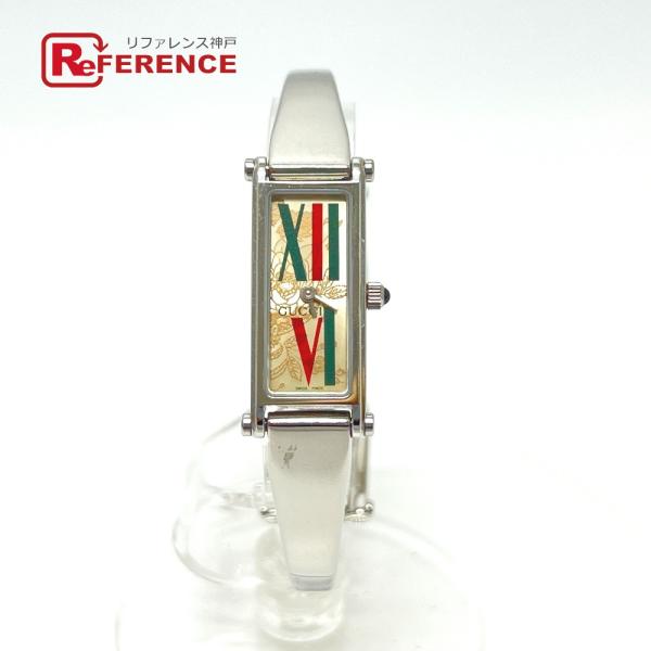 美品 GUCCI グッチ 1500L スクエア バングルウォッチ クォーツ 腕時計 シルバー レディ...