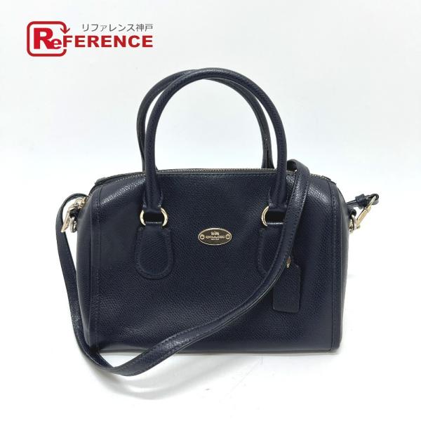COACH コーチ ロゴ 2WAY カバン バッグ ハンドバッグ ショルダー ボストンバッグ ネイビ...