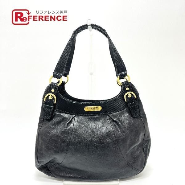 COACH コーチ F19453 ロゴプレート 肩掛け カバン バッグ  ハンドバッグ ブラック レ...