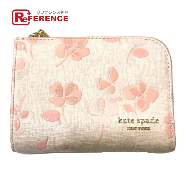 Kate Spade ケイトスペード 花柄 L字ファスナー コンパクトウォレット 短財布 2つ折り財...
