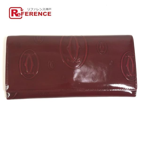 CARTIER カルティエ ハッピーバースデー ロゴ ロングウォレット 長財布 レッド ユニセックス...