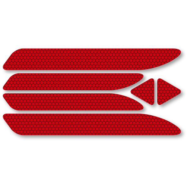 反射ステッカー6枚セット (レッド) 再帰反射 反射板代用 ドア バックドア 追突防止 ハニカム柄 ...