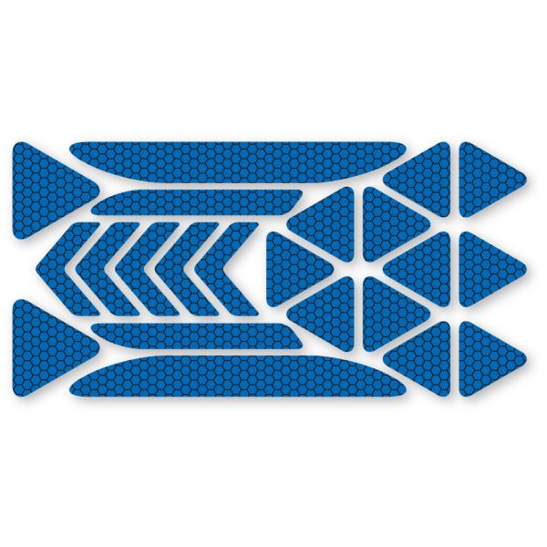 反射ステッカー22枚セット (ブルー) 再帰反射 反射板代用 ドア バックドア 追突防止 ハニカム柄...