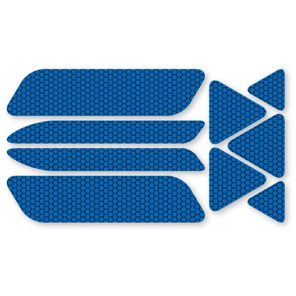 反射ステッカー9枚セット (ブルー) 再帰反射 反射板代用 ドア バックドア 追突防止 ハニカム柄 ...