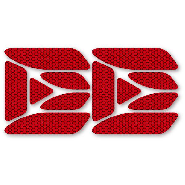 反射ステッカー12枚セット (レッド) 再帰反射 反射板代用 ドア バックドア 追突防止 ハニカム柄...