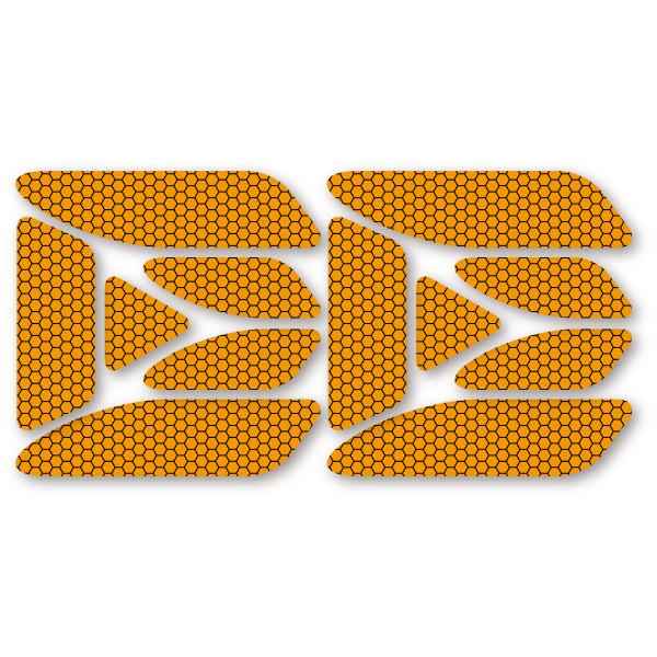 反射ステッカー12枚セット (オレンジ) 再帰反射 反射板代用 ドア バックドア 追突防止 ハニカム...