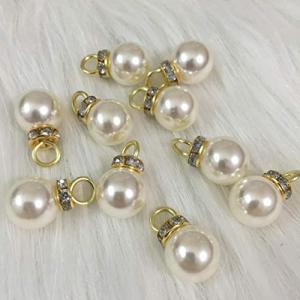 ラインストーンで飾られた20ピースベージュパールビーズペンダントDIYネックレスイヤリング工芸品TheBigThumbによるジュエリー作りのためのアク