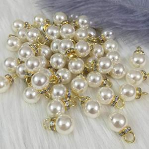 ラインストーンで飾られた100ピースベージュパールビーズペンダントDIYネックレスイヤリング工芸品TheBigThumbによるジュエリー作りのためのア