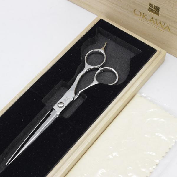 【美品】オオカワプロシザーズ SG60-KX カットシザー 6インチ ハマグリ刃 オフセットハンドル