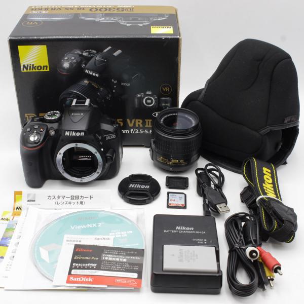 ボーナスストア+5％【美品】Nikon D5300 18-55 VR II レンズキット デジタル一...