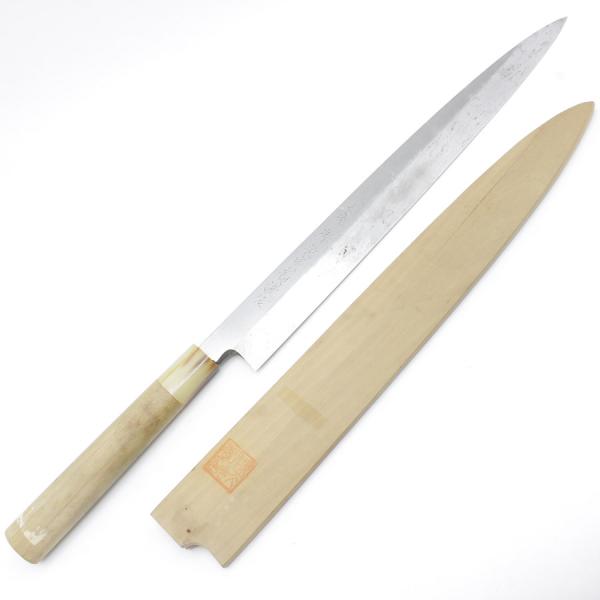 【ボーナスストア+5％】堺 源明〓 謹作 本焼 柳包丁 一尺 栗型柄 刃渡り約300mm 和包丁 柳...