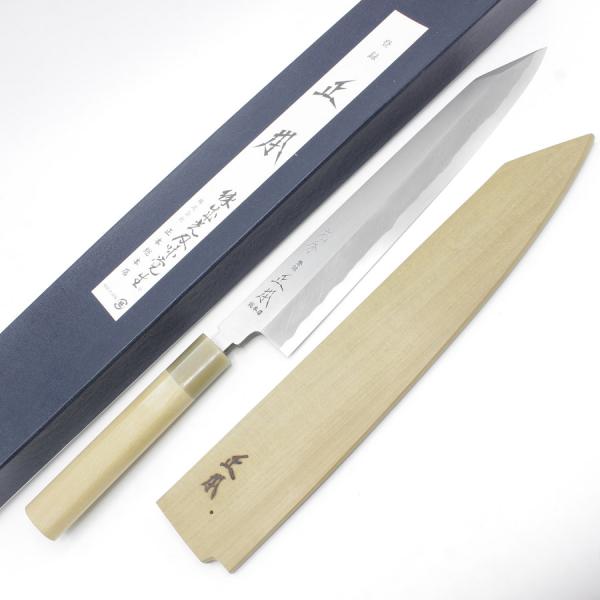 ボーナスストア+5％【美品】正本総本店 切付包丁 九寸 栗型柄 刃渡り約270mm 和包丁