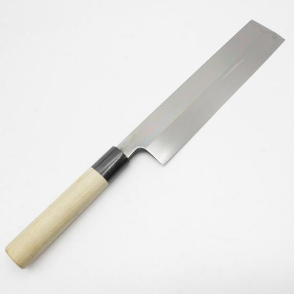 ボーナスストア+5％【未使用】本焼 青鋼 菜切薄刃包丁 七寸半 栗型柄 鏡面 刃渡り約230mm 和...