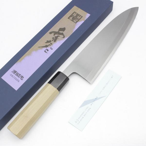【ボーナスストア+5％】【未使用】源昭忠 白鋼 出刃包丁 八半 八角柄 刃渡り約240mm 和包丁