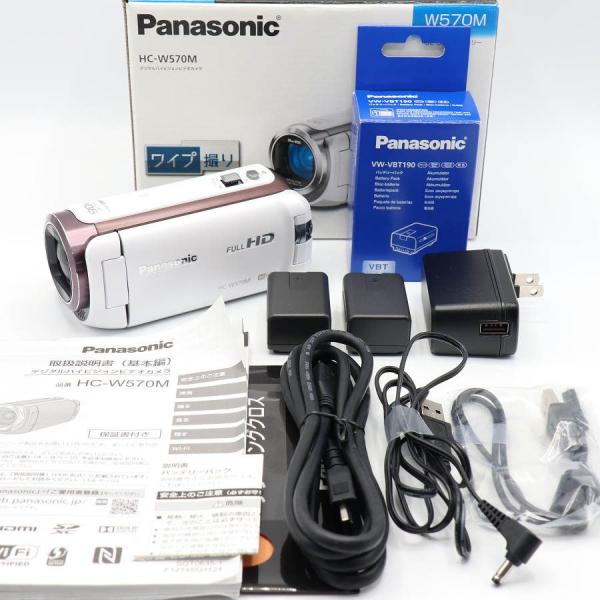 ボーナスストア+5％【美品】パナソニック HC-W570M-W ホワイト 予備バッテリー・クリーニン...