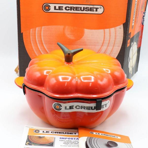 ボーナスストア+5％【新品】ル・クルーゼ ココット パンプキン 22cm ホーロー 両手鍋