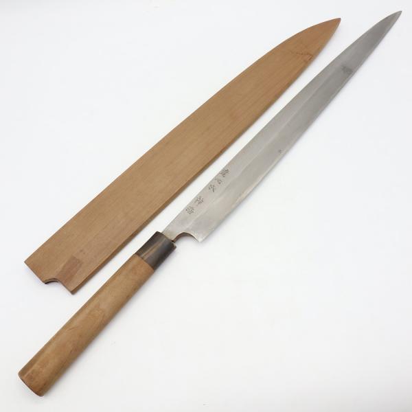 【ボーナスストアPlus】源正吉 柳包丁 尺二 栗型柄 鞘付 刃渡り約355mm 和包丁 柳刃