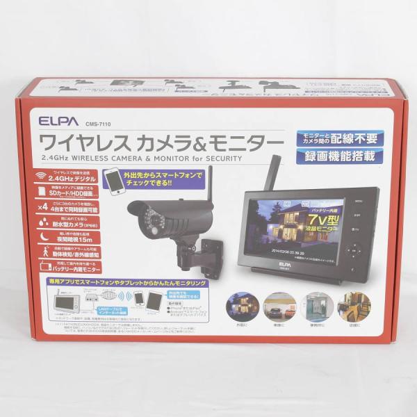 ボーナスストア+5％【新品】ELPA CMS-7110 ワイヤレス 防犯カメラ モニターセット 18...