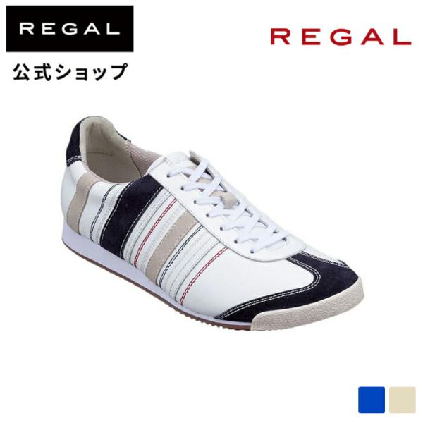 セール 公式 REGAL 66MR レザースニーカー ホワイトネイビー メンズ リーガル 本革 スト...